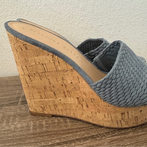 Veronica Beard Dali Woven Platform Wedge Sandal In Jeans, Size 8 - Picture 2 of 7